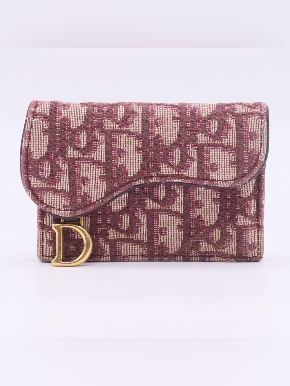 Dior Plum Monogram Canvas and Leather Saddle Bloom Card Holder